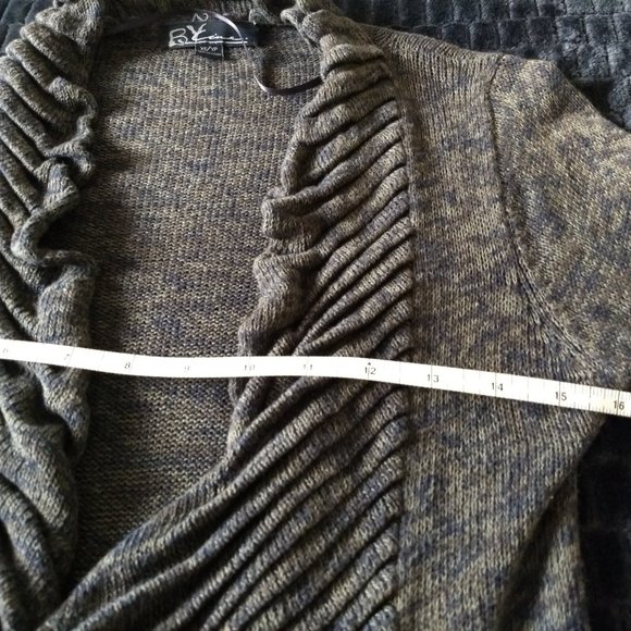 vintage Y2K 00s Line knit open waterfall cardigan - Picture 9 of 12